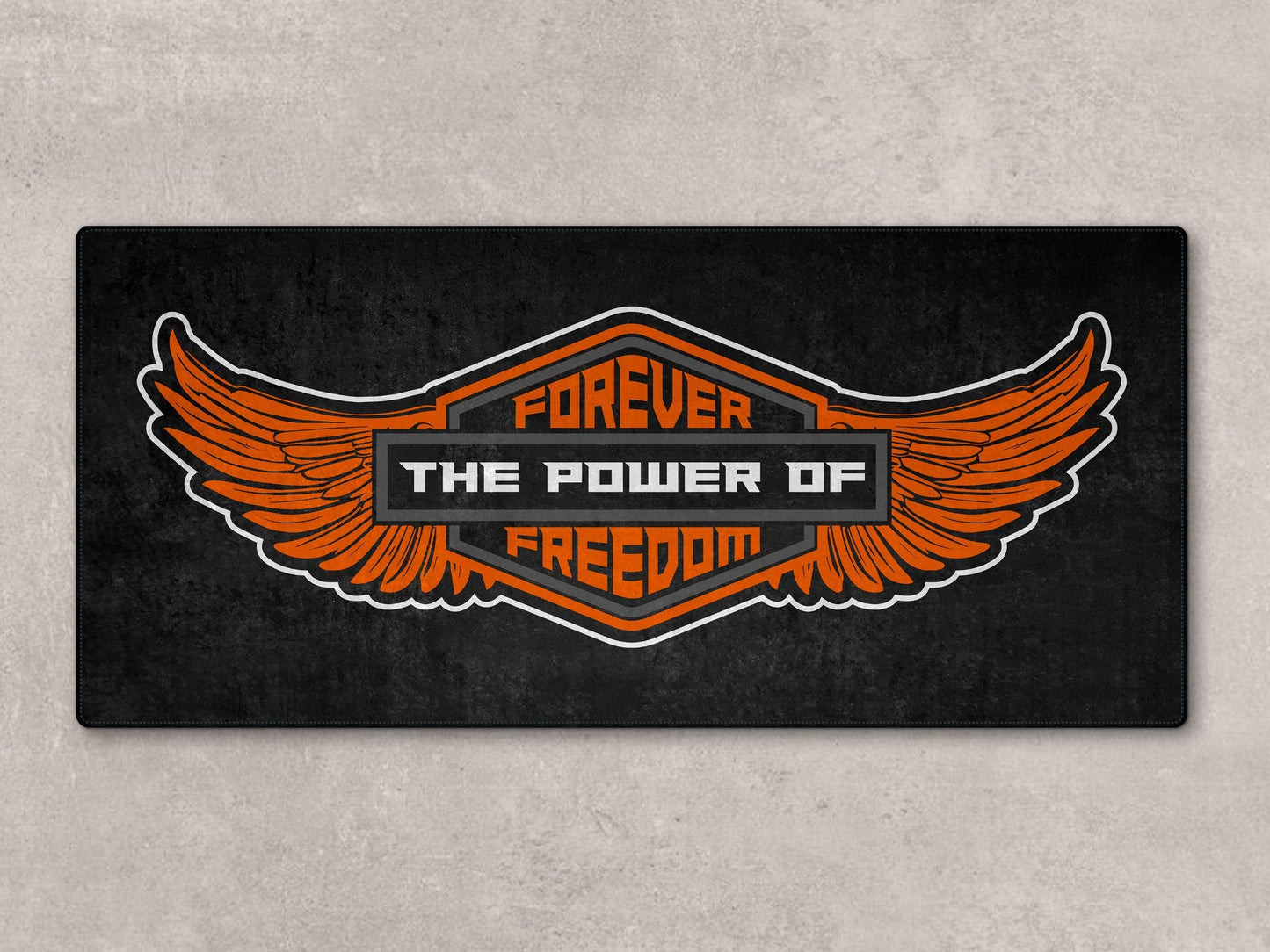 Motorcycle Mat for Cruiser - Touring - Sport Motorcycle Wings " Forever The Power of Freedom " -  MM7102