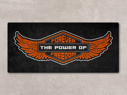 Motorcycle Mat for Cruiser - Touring - Sport Motorcycle Wings " Forever The Power of Freedom " -  MM7102