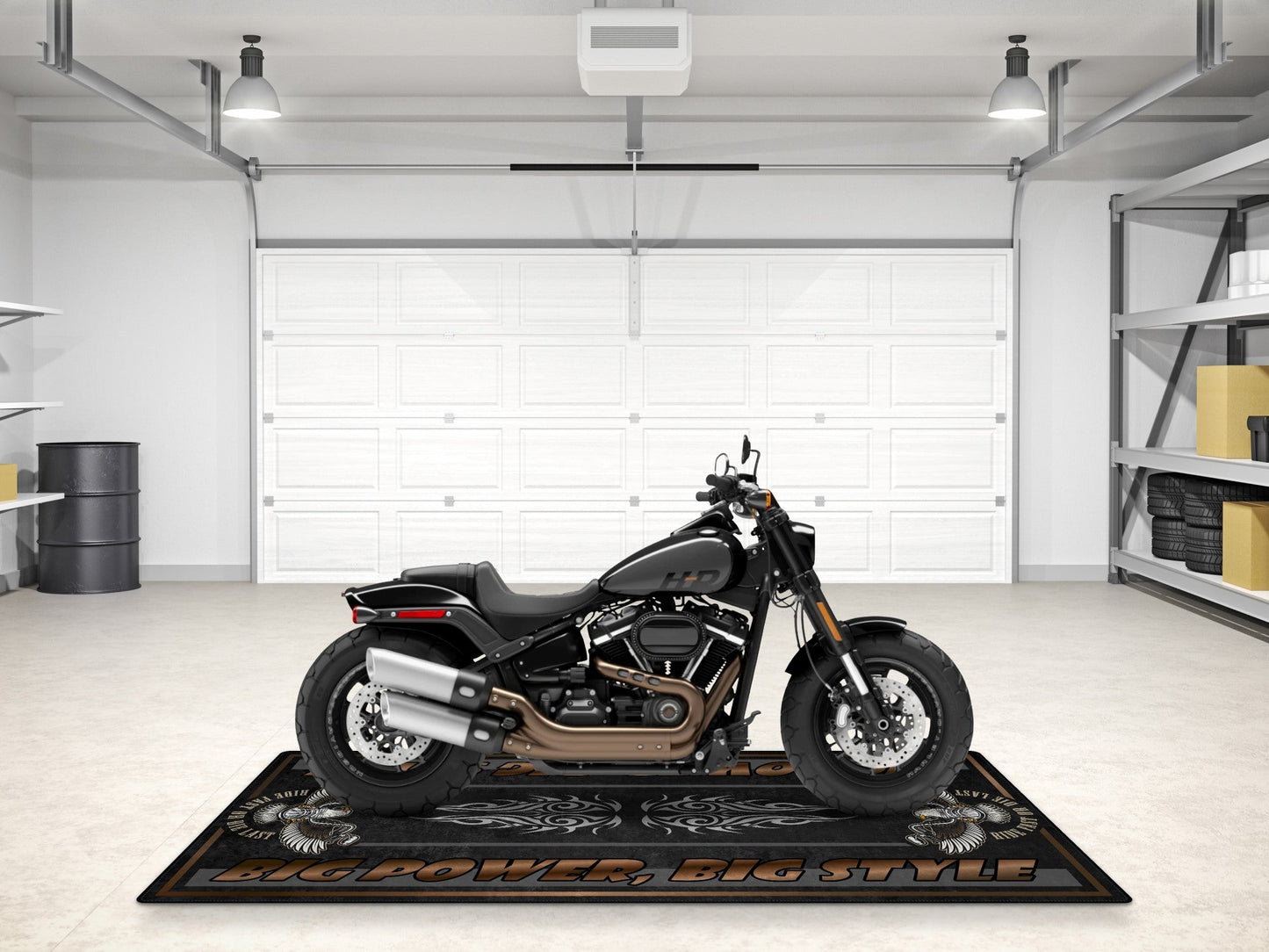 Motorcycle Mat for Cruiser Motorcycle "Big Power, Big Style" - MM7305