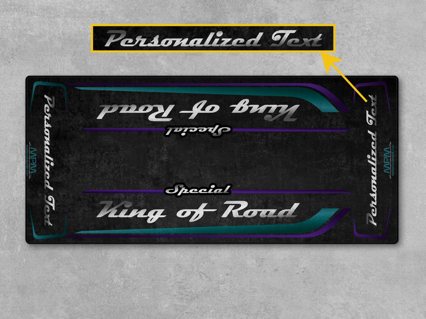 Motorcycle Mat for Cruiser Motorcycle "Special King of Road" - MM7346