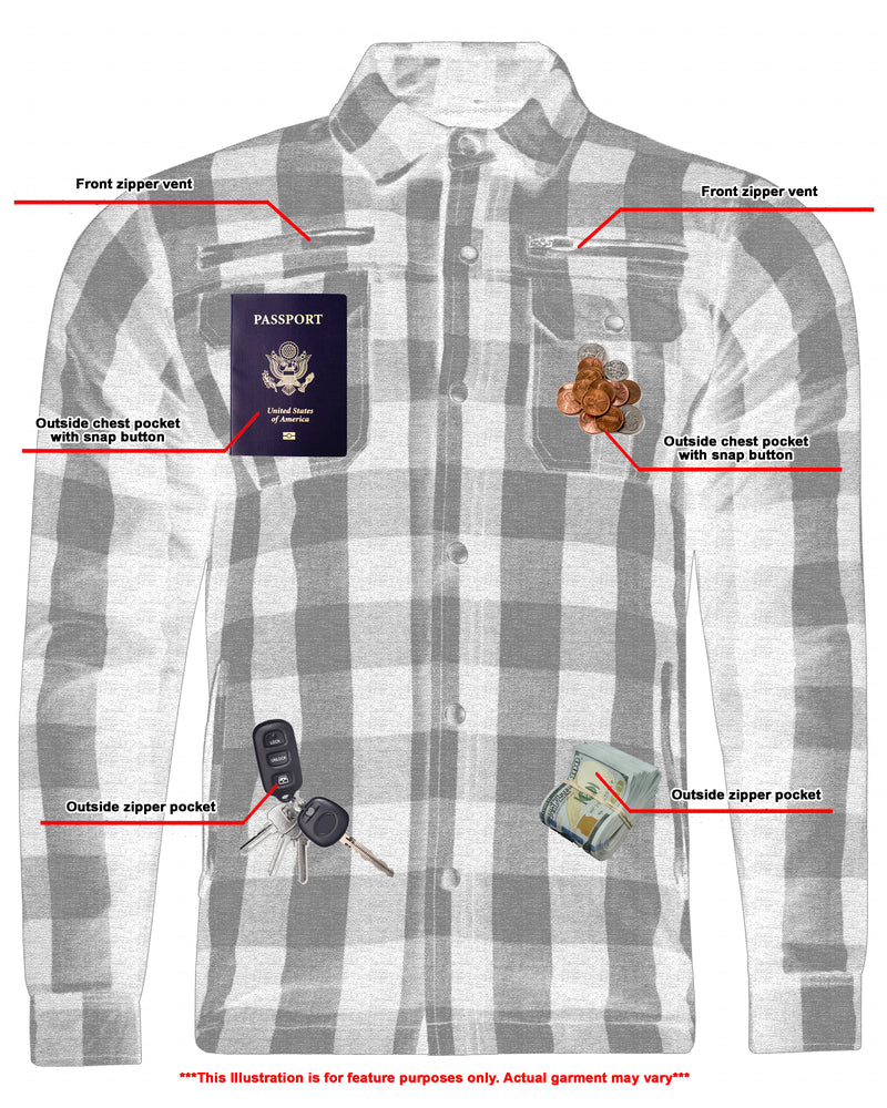 Alpha Check  Men's  Armored Motorcycle Flannel Shirt - Orange