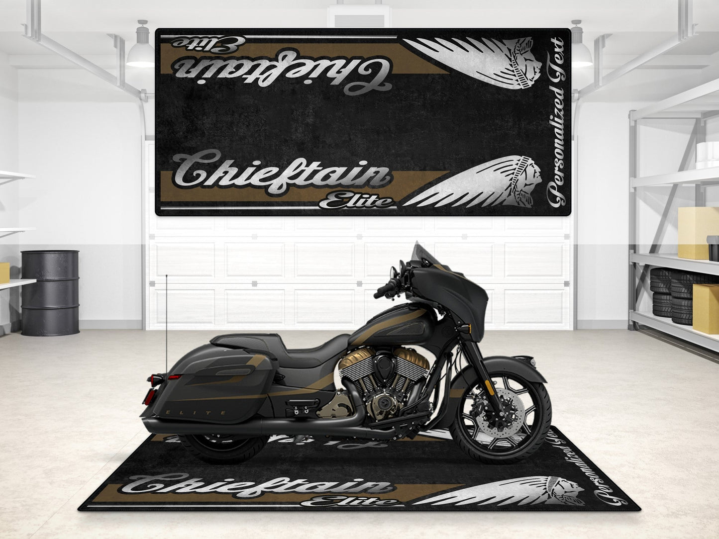 Designed Pit Mat for Indian Chieftain Elite Motorcycle - MM7330