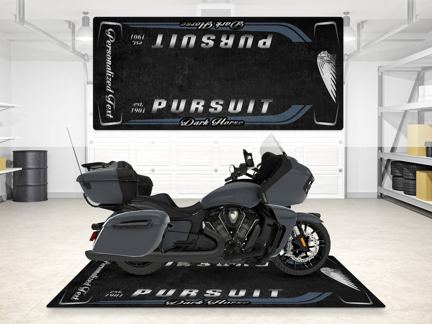 Designed Pit Mat for Indian Pursuit Dark Horse Motorcycle - MM7339