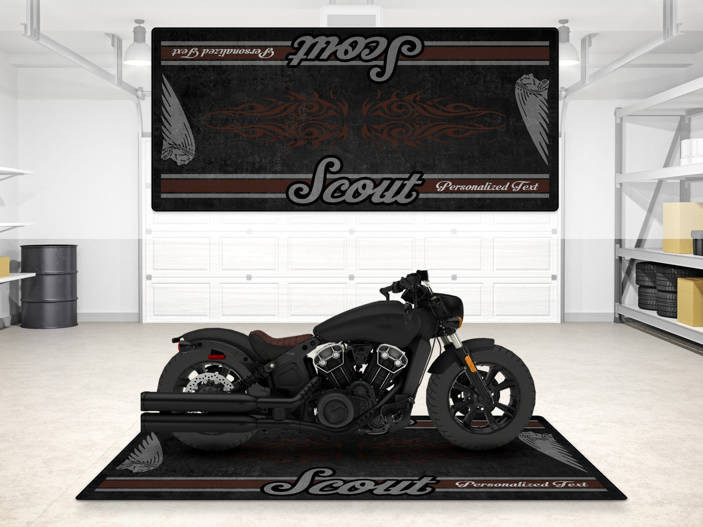 Designed Pit Mat for Indian Scout Bobber Motorcycle - MM7321