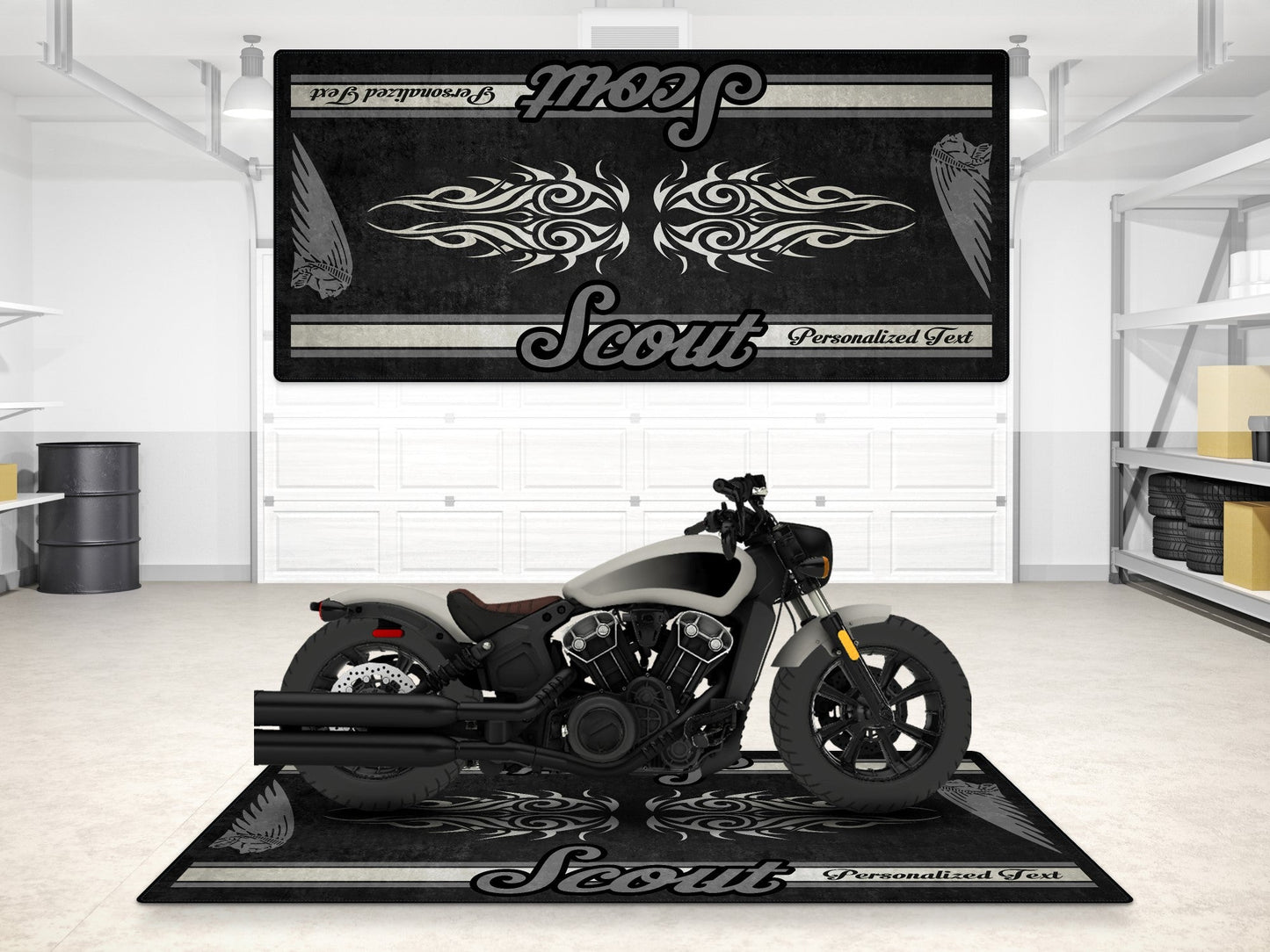 Designed Pit Mat for Indian Scout Bobber Motorcycle - MM7321