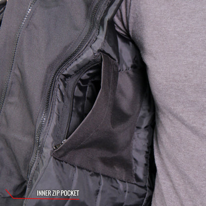 Hot Leathers JKM1024 Men’s Black All Weather Armored Biker Nylon Motorcycle Jacket with Concealed Carry Pocket