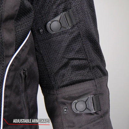 Hot Leathers JKM1025 Men’s Black Biker Armored Nylon Mesh Motorcycle Jacket with Reflective Piping and Concealed Carry Pocket