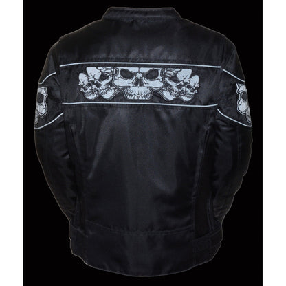 Milwaukee Leather MPL2730 Women's Black Crossover Textile Scooter Jacket with Reflective Skulls