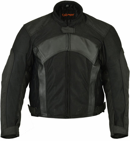 Mens Leather & Mesh Motorcycle Jacket  – Waterproof Liner