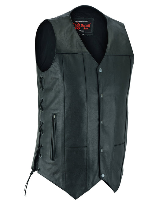 Men's Ten Pocket Utility Black Vest - TALL