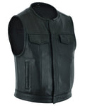 Men's Drop Zone Leather Motorcycle Vest – Black