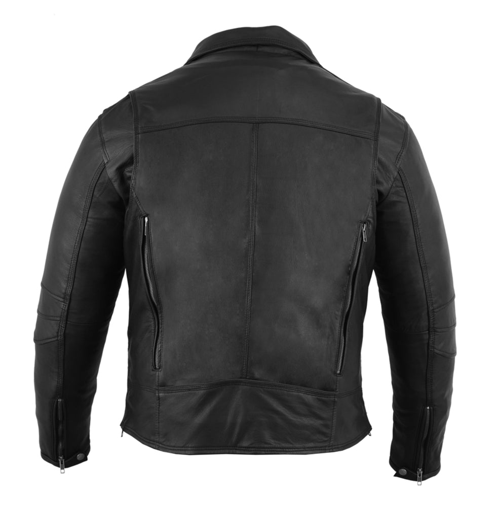 Black Speed Men's Motorcycle Leather Jacket  – Smart Access Pocket
