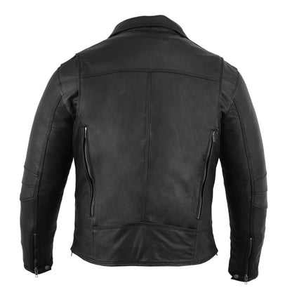 Black Speed Men's Motorcycle Leather Jacket  – Smart Access Pocket