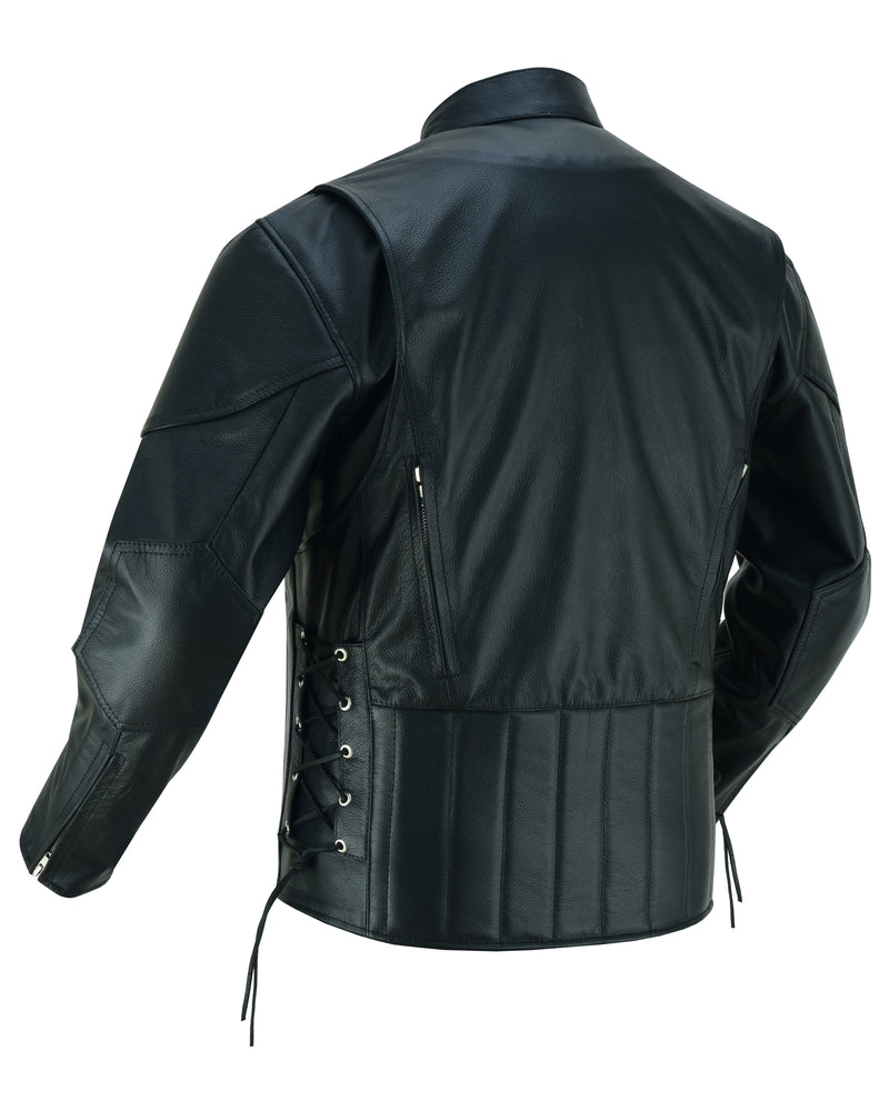 AM Knucklehead Premium Black Men's Leather Motorcycle Jacket