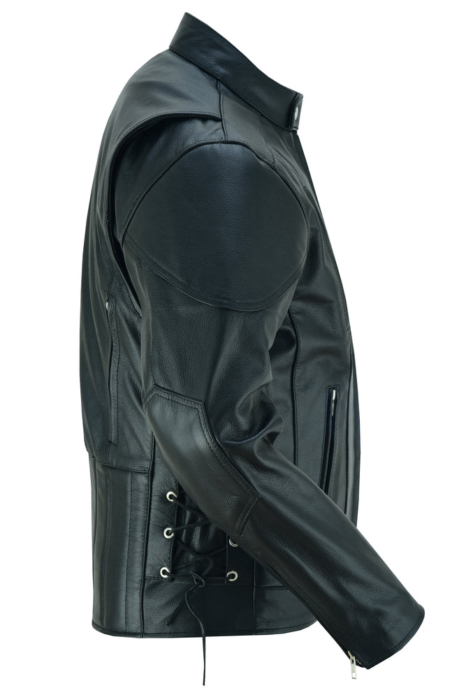 AM Knucklehead Premium Black Men's Leather Motorcycle Jacket