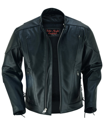 AM Knucklehead Premium Black Men's Leather Motorcycle Jacket