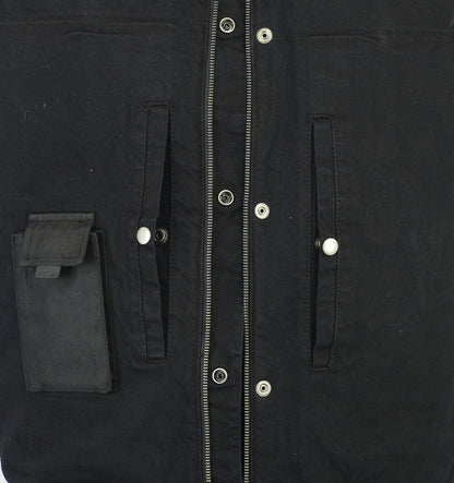 Men's Upgraded Rough Rub-Off Denim Motorcycle Vest w/Leather Trim