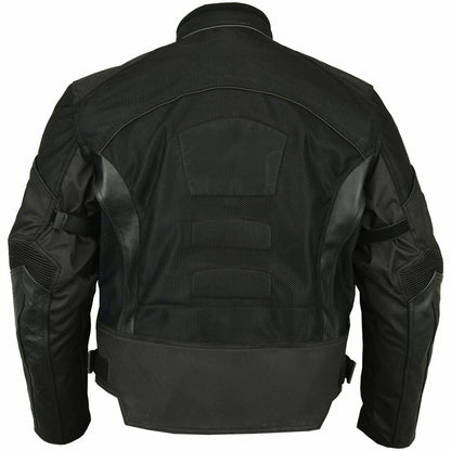 Mens Leather & Mesh Motorcycle Jacket  – Waterproof Liner