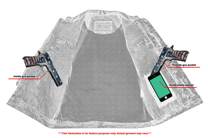 Men's Blue Denim Motorcycle Vest with Lace & Pockets