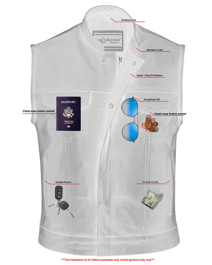 Blackhawk Scoop Collar Men's Motorcycle Vest - Smart Access Pocket & Hidden Zipper