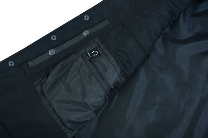 Men's Tall Classic Tapered Bottom Biker Leather Vest- Black