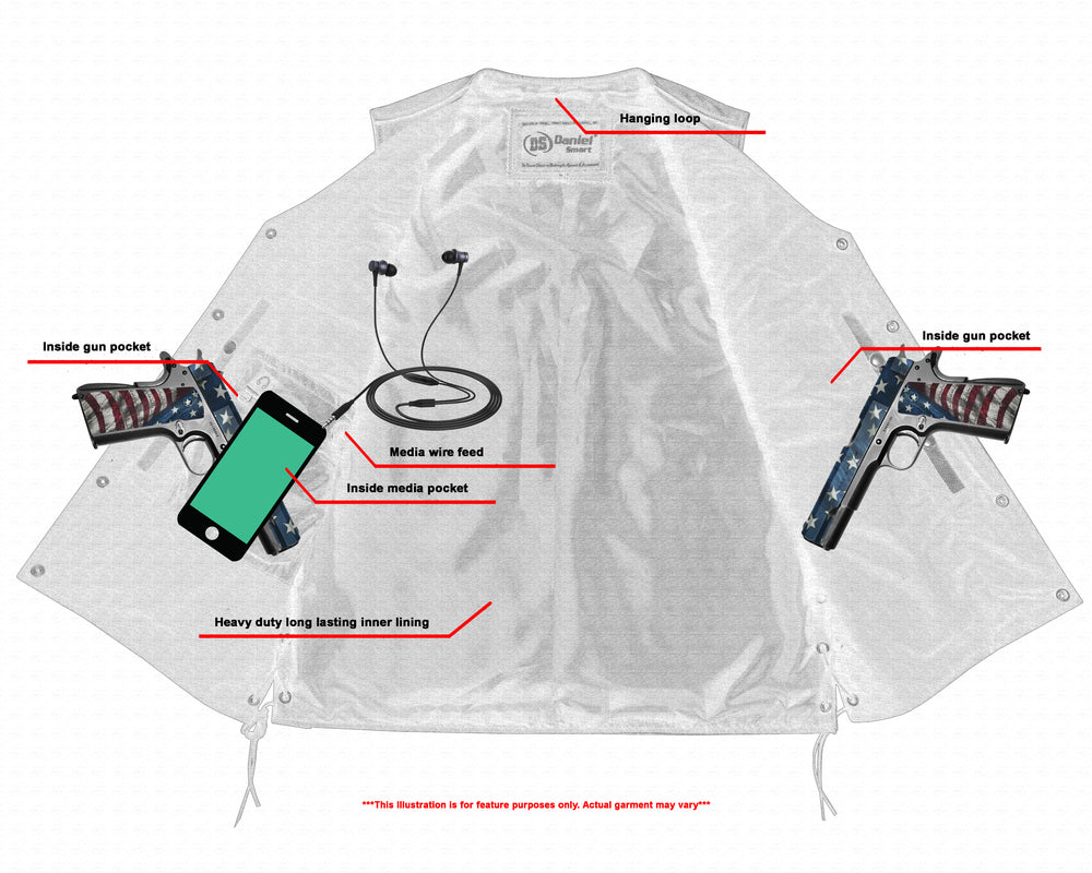 Men's Tall Classic Tapered Bottom Biker Leather Vest- Black