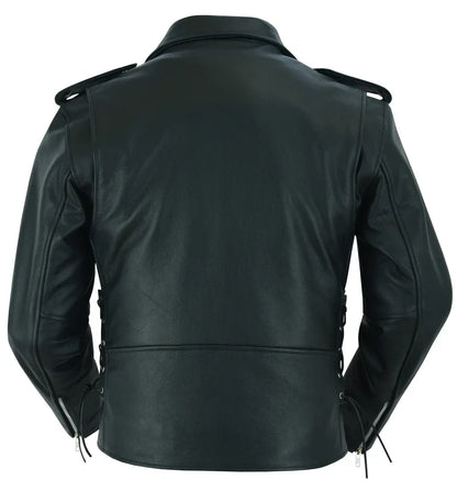 Classic Star Black Men's Leather Motorcycle Jacket – Adjustable Fit
