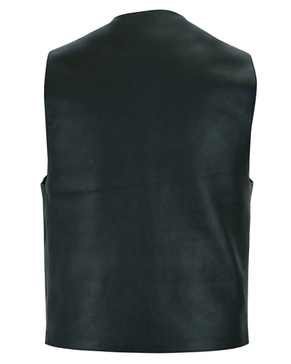 Men's Traditional Leather Motorcycle Vest - Black