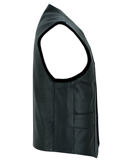 Men's Traditional Leather Motorcycle Vest - Black