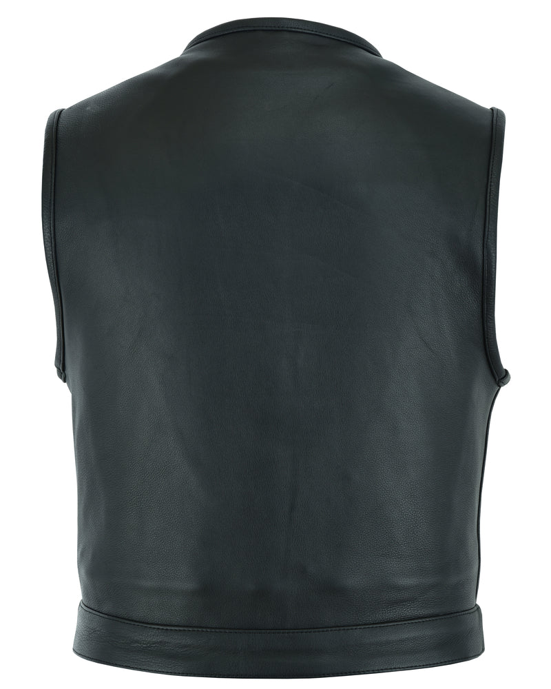 Men's Drop Zone Leather Motorcycle Vest – Black