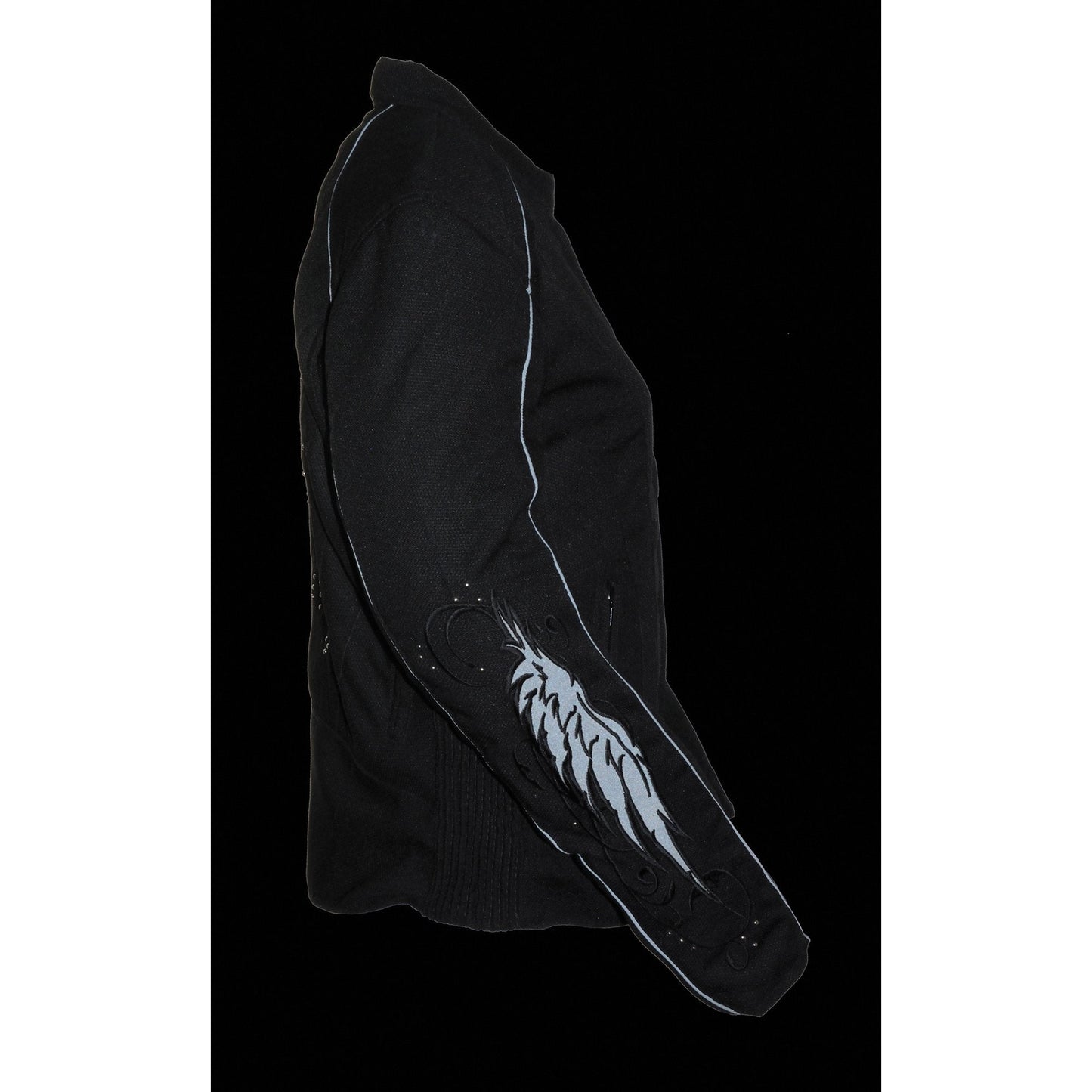 Milwaukee Leather SH1954 Women's Black Textile Jacket with Stud and Wings Detailing