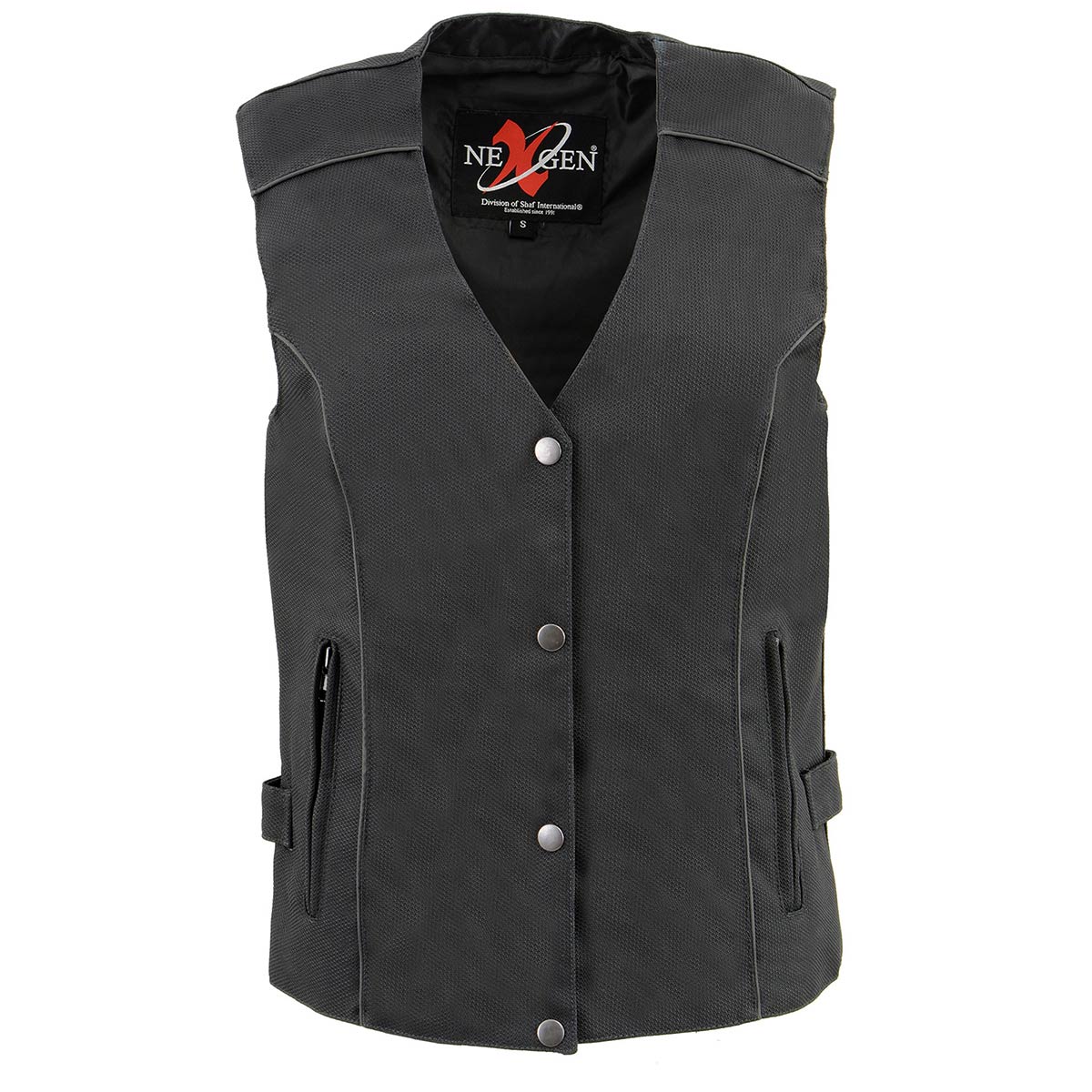 Milwaukee Leather SH1955 Ladies Black and Pink Textile Vest with Wing Embroidery
